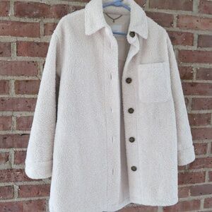 Lucky Brand Cream Sherpa Collared Jacket XS EUC